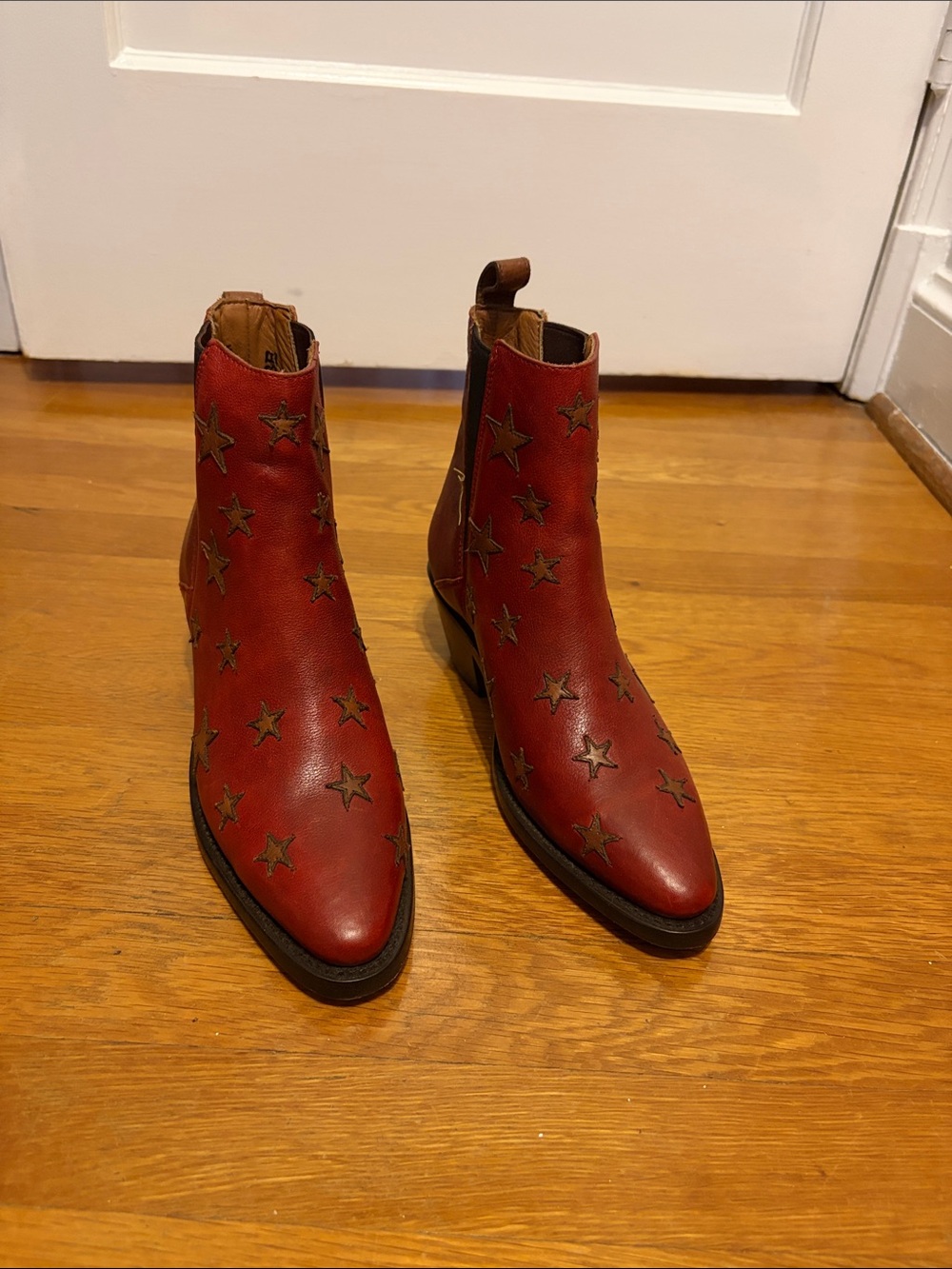 Lucchese Red and Brown Leather Chelsea Boots